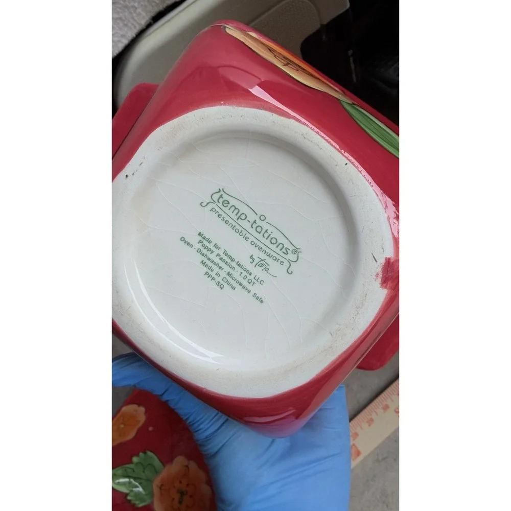 Temptations Set of‎ 2 Square Baking Dishes Poppy Passion Red Ovenware